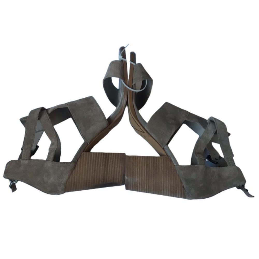 Hinge Women’s Tan Suede Block Heel Sandals Size 11.5M - Picture 4 of 8